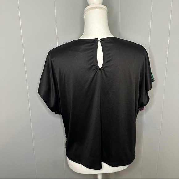 Vintage Pearlette Plus Rainbow Sequin Blouse Top | Size 38 (Approx. M) - Picture 5 of 9